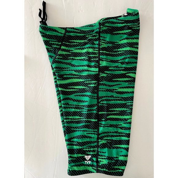 TYR Durafast Elite Crypsis Allover Jammer Men Swim Black Green Size 38 - $55 - Picture 6 of 8